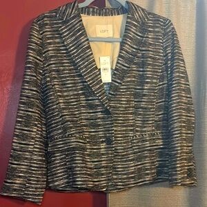 LOFT Women's Black and White Striped Jacket